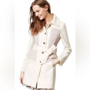 Anthropologie Elevenses Wool Blend  Women's Cream Coat
